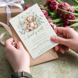 ツインズテディ男女兼用ベアBOHOベビーシャワー 招待状