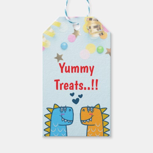 ツインズディノロール誕生日パーティーのお願い ギフトタグ (正面)