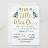 ツインズトライバルリトルワンフェイクベビーシャワー招待状 招待状 (正面)