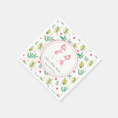 ツインズトロピカルフラミンゴパーソナライズされた赤ちゃんシャワー スタンダードカクテルナプキン (角)