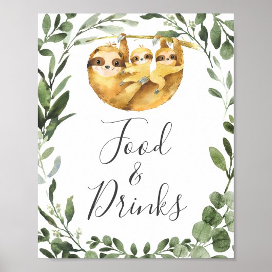 ツインズナスベビーシャワー食品とドリンクサイン ポスター (正面)