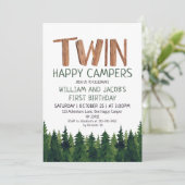 ツインズハッピーキャンパーズウッドランドボーイズ1歳 招待状 (スタンド正面)