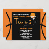 ツインズバスケットボールスポーツベビーシャワー招待状 招待状 (正面/裏面)