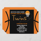 ツインズバスケットボールスポーツベビーシャワー招待状 招待状 (正面/裏面)