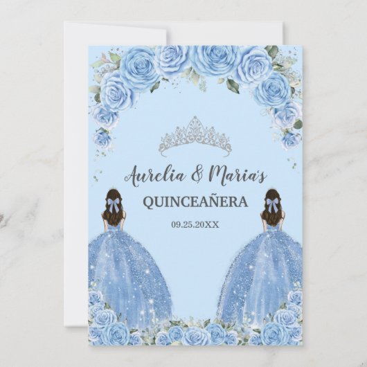 ツインズバハマブルーフローラドレスシルバーキンセアニラ 招待状 (裏面)