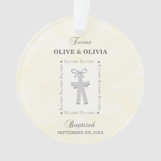 ツインズバプテスオンイエロー2クロスパーソナライズされた オーナメント (正面)