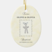 ツインズバプテスオンイエロー2クロスパーソナライズされた セラミックオーナメント (裏面)