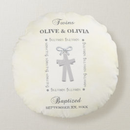 ツインズバプテスオンイエロー2クロスパーソナライズされた ラウンドクッション