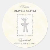 ツインズバプテスオンイエロー2クロスパーソナライズされた ラウンドシール (正面)