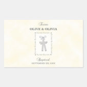 ツインズバプテスオンイエロー2クロスパーソナライズされた 長方形シール (正面)