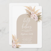 ツインズパンパスグラスベビーシャワーガール招待状 招待状 (正面/裏面)