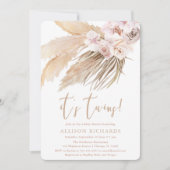 ツインズパンパスグラスボホボヘミアンベイビーシャワー 招待状 (正面)