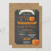 ツインズパンプキン2ndセカンドツーバースデーパーティー招待状 招待状 (正面/裏面)