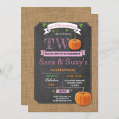 ツインズパンプキン2ndセカンドツーバースデーパーティー招待状 招待状 (正面/裏面)