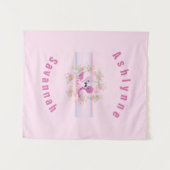 ツインズピンクのフラミンゴ赤ちゃんパーソナライズされたシャワー タペストリー (正面(横))