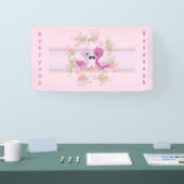 ツインズピンクのフラミンゴ赤ちゃんパーソナライズされたシャワー 横断幕 (トレードショー)