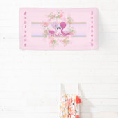 ツインズピンクのフラミンゴ赤ちゃんパーソナライズされたシャワー 横断幕 (インサイチュ)