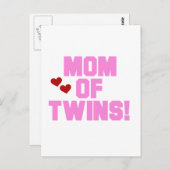 ツインズピンクの文字Tシャツとギフトのママ ポストカード (正面/裏面)