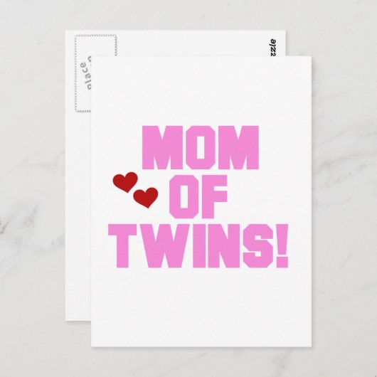 ツインズピンクの文字Tシャツとギフトのママ ポストカード (正面/裏面)