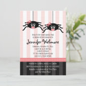 ツインズピンクスパイダーベビーシャワー招待状 招待状 (スタンド正面)