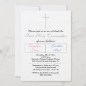 ツインズピンクブルーファースト聖餐式 招待状 (正面)