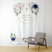 ツインズピンクブルーフローラバプテスマ金ゴールドフォトプロップ タペストリー (インサイチュ)