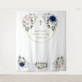 ツインズピンクブルーフローラバプテスマ金ゴールドフォトプロップ タペストリー (正面)