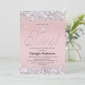 ツインズピンク象のグリッター 招待状 (スタンド正面)