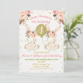 ツインズピンク金ゴールドフローラバニー1歳 招待状 (スタンド正面)