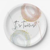 ツインズピンク&ブルーバルーンジェンダーリビール ペーパープレート (正面)