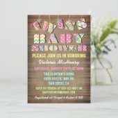 ツインズファブリックシャビーシックベビーシャワー招待状 招待状 (スタンド正面)