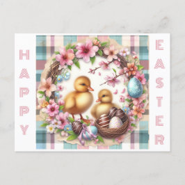 ツインズファースト復活水色2羽のアヒル ポストカード