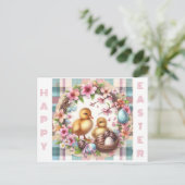 ツインズファースト復活水色2羽のアヒル ポストカード (スタンド正面)