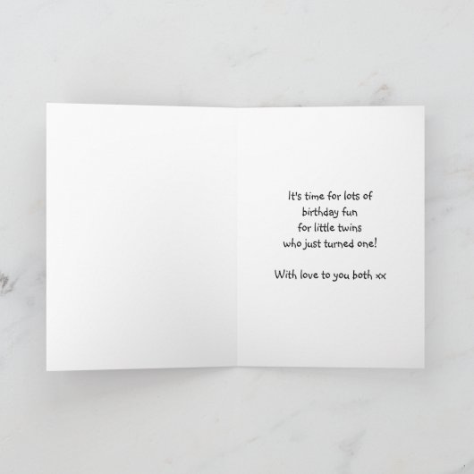 ツインズファースト誕生日カード – ギフト カード (内部)