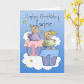 ツインズファースト誕生日カード – Two Little Bears カード (黄色い花)