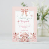 ツインズフェアリーガールズマッシュルームハウスリボン誕生日 サンキューカード (スタンド正面)