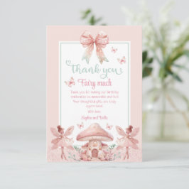 ツインズフェアリーガールズマッシュルームハウスリボン誕生日 サンキューカード