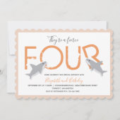 ツインズフェアーフォーオレンジシャーク誕生日 招待状 (正面)