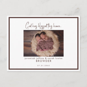ツインズフォトゴッド賛美はこのホーム誕生 案内ポストカード