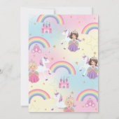 ツインズブルネットブロンドプリンセスユニコーン誕生日 招待状 (裏面)