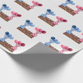 ツインズブルーとピンクのジラフェベビーシャワーサファリ ラッピングペーパー (角)