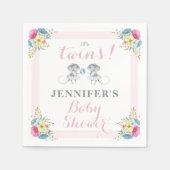 ツインズブルーフローラツインガールズベビーシャワー スタンダードカクテルナプキン (正面)