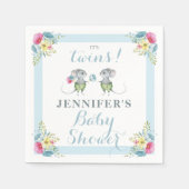 ツインズブルーフローラボーイ&ボーイベビーシャワー スタンダードカクテルナプキン (正面)