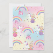 ツインズブロンドブルーアイズプリンセスユニコーン誕生日 招待状 (裏面)