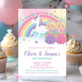 ツインズブロンドプリンセスとユニコーン誕生日パーティー 招待状