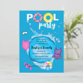 ツインズプールパーティー誕生日スプラッシュレオパード水着 招待状 (スタンド正面)