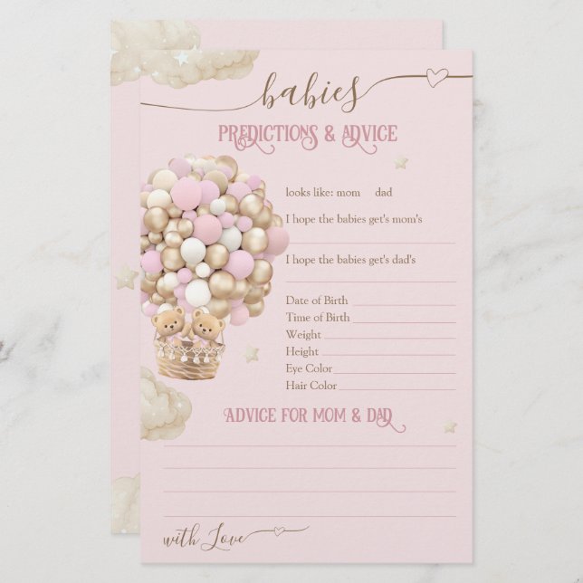 ツインズベアーピンクバルーン女の子シャワーゲーム (正面/裏面)