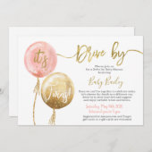 ツインズベイビーシャワーガールでドライブ 招待状 (正面/裏面)