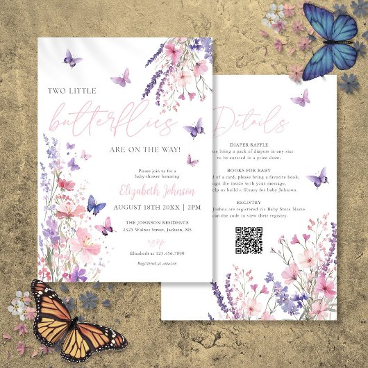 ツインズベイビーシャワー　オールインワン 招待状