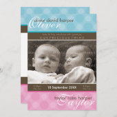 ツインズベビーありがとう::調和1P 案内状 (正面/裏面)